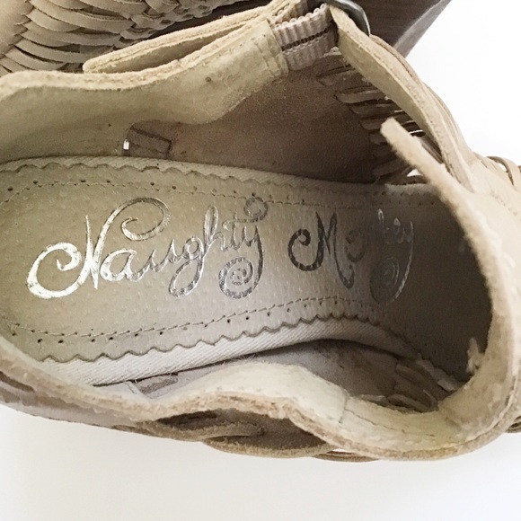 Naughty Monkey Killion Leather Huarache Stacked Heel Sandals Nude Open Toe 9.5 - Picture 8 of 12
